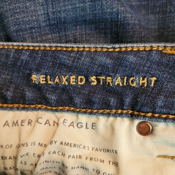 American Eagle Jeans Men 32x36 Measures 32x35 Relaxed Straight Next Level Flex - Picture 5 of 11